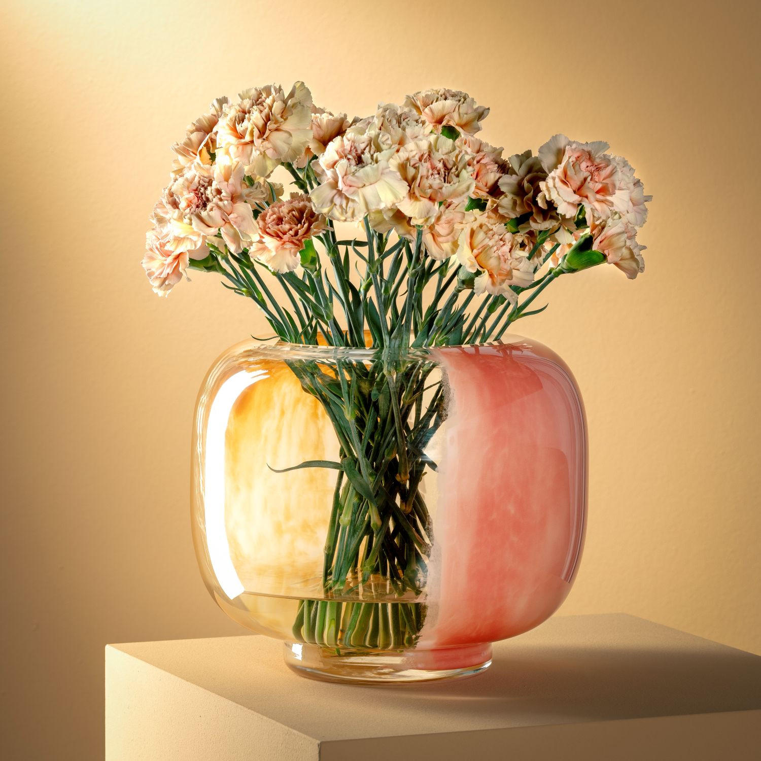 VASE  - Klar/Aprikose, Design, Glas (30/26/30cm) - Leonardo