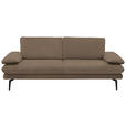 3-SITZER-SOFA in Velours Hellbraun  - Hellbraun/Beige, Design, Textil/Metall (222/89/104cm) - Dieter Knoll