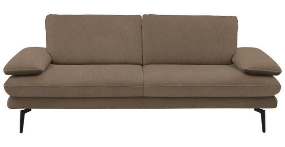 3-SITZER-SOFA in Velours Hellbraun  - Hellbraun/Beige, Design, Textil/Metall (222/89/104cm) - Dieter Knoll