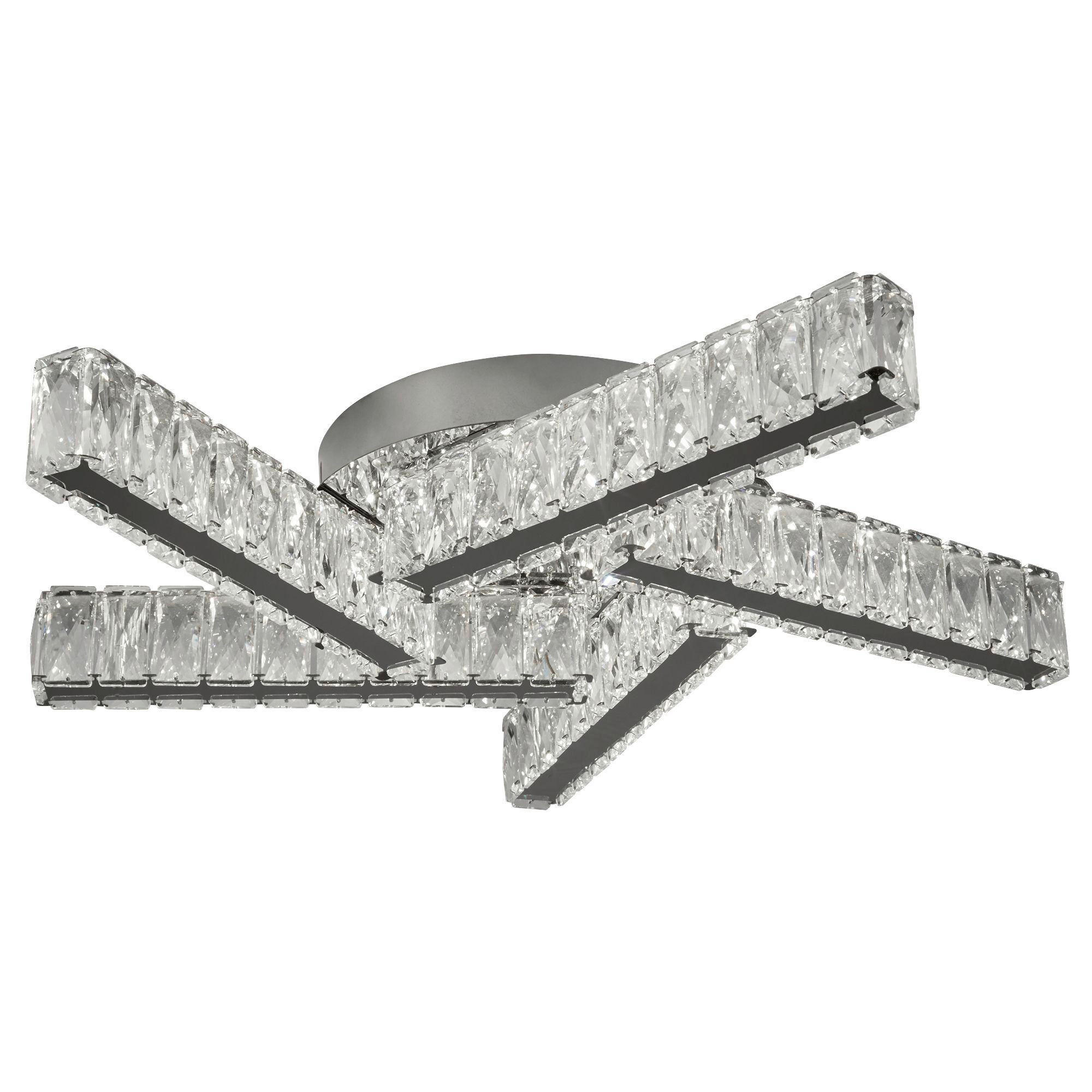 LED MENNYEZETI LÁMPA - krómszínű/átlátszó, Design, Üveg/fém (51/9/51cm)