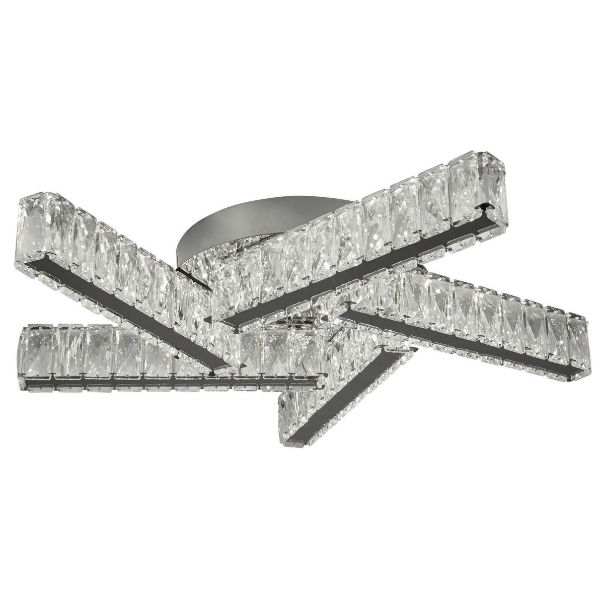 LED MENNYEZETI LÁMPA - krómszínű/átlátszó, Design, Üveg/fém (51/9/51cm)