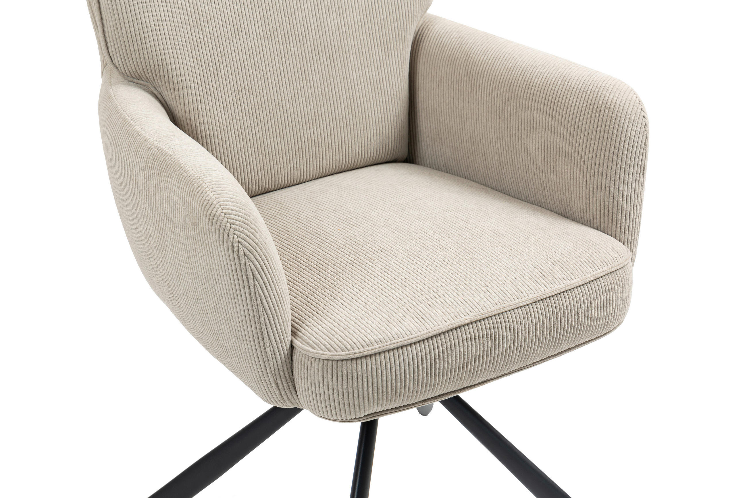 ARMLEHNSTUHL  in Eisen Cord  - Beige/Schwarz, KONVENTIONELL, Textil/Metall (60/95/67cm) - MID.YOU