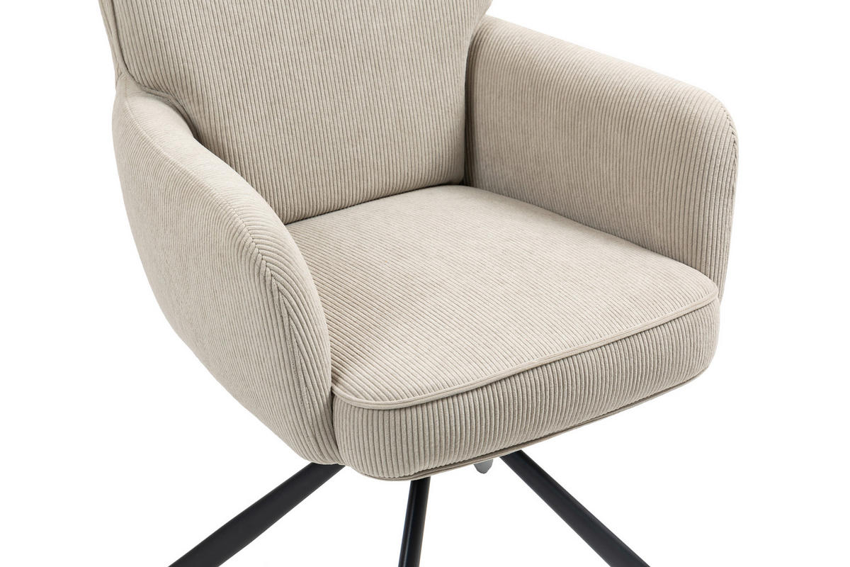 ARMLEHNSTUHL  in Eisen Cord  - Beige/Schwarz, KONVENTIONELL, Textil/Metall (60/95/67cm) - MID.YOU