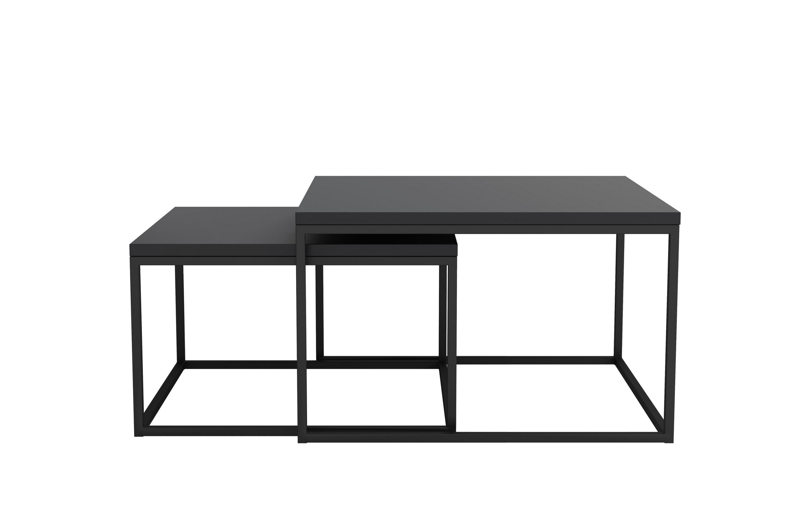SOFFBORD SET i metall, trämaterial 76/66/76/66/47/40 cm  - grafitfärgad/svart, Trend, metall/trämaterial (76/66/76/66/47/40cm) - Stylife