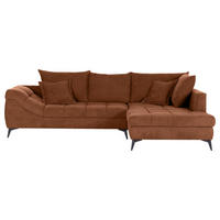 ECKSOFA in Flachgewebe Braun  307/224 cm  - Schwarz/Braun, Design, Textil/Metall (307/224cm) - Stylife