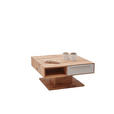 COUCHTISCH in Holz, Glas 82/82/40-72,5 cm - Buchefarben/Weiß, Design, Glas/Holz (82/82/40-72,5cm) - Valnatura