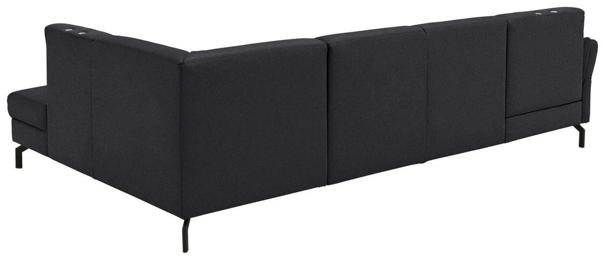WOHNLANDSCHAFT  in Flachgewebe Schwarz  - Schwarz, KONVENTIONELL, Textil/Metall (170/307/190cm) - Beldomo Comfort