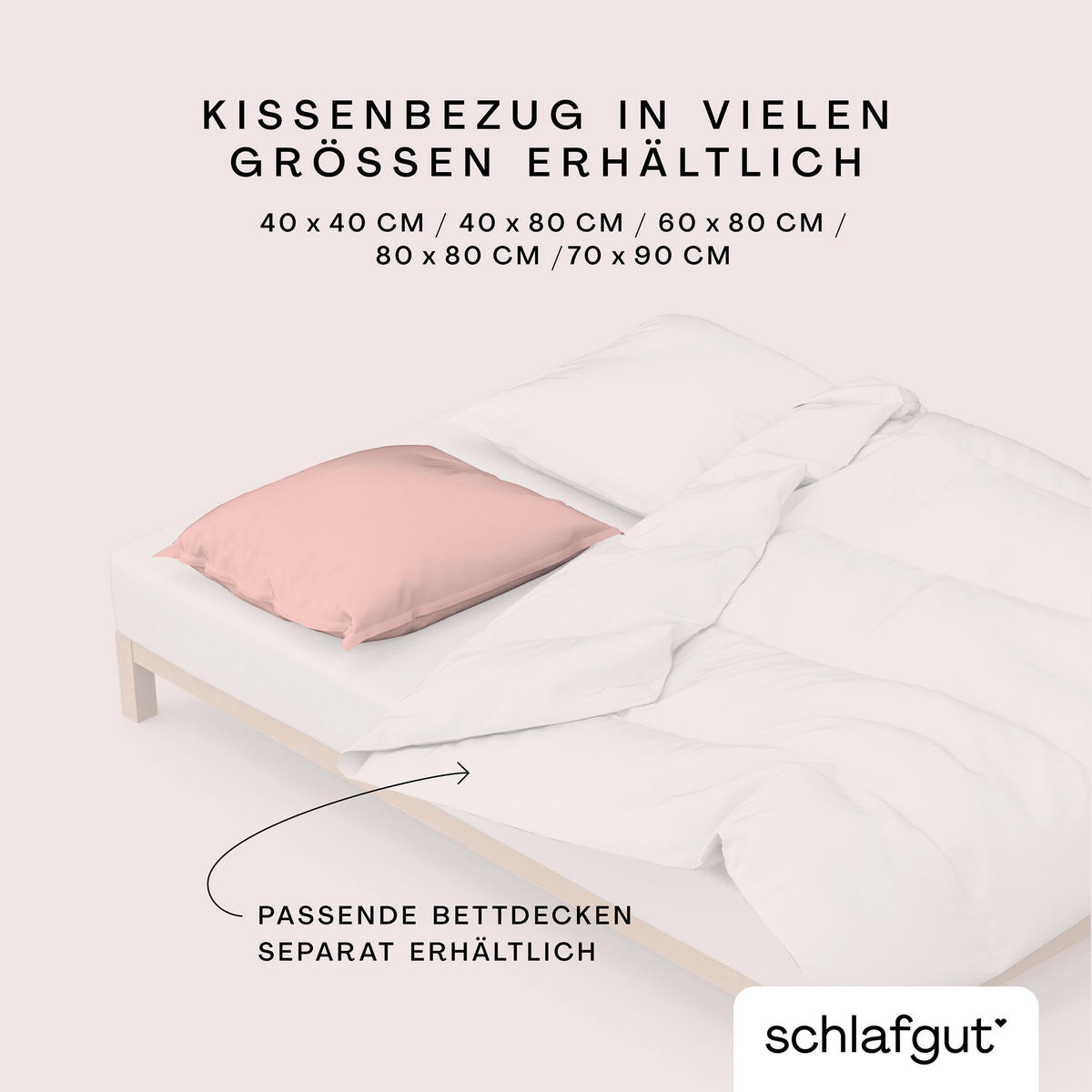 KOPFKISSENBEZUG WOVEN SATIN 40/80 cm  - Hellrosa, Basics, Textil (40/80cm) - Schlafgut