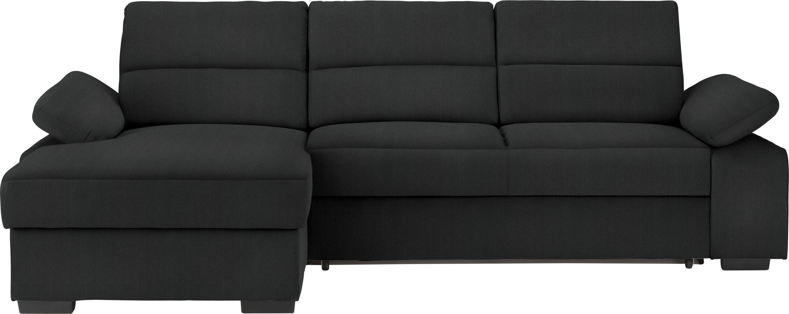 ECKSOFA Schwarz Webstoff  - Dunkelbraun/Schwarz, KONVENTIONELL, Kunststoff/Textil (166/258cm) - Cantus