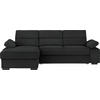 ECKSOFA Schwarz Webstoff  - Dunkelbraun/Schwarz, KONVENTIONELL, Kunststoff/Textil (166/258cm) - Cantus