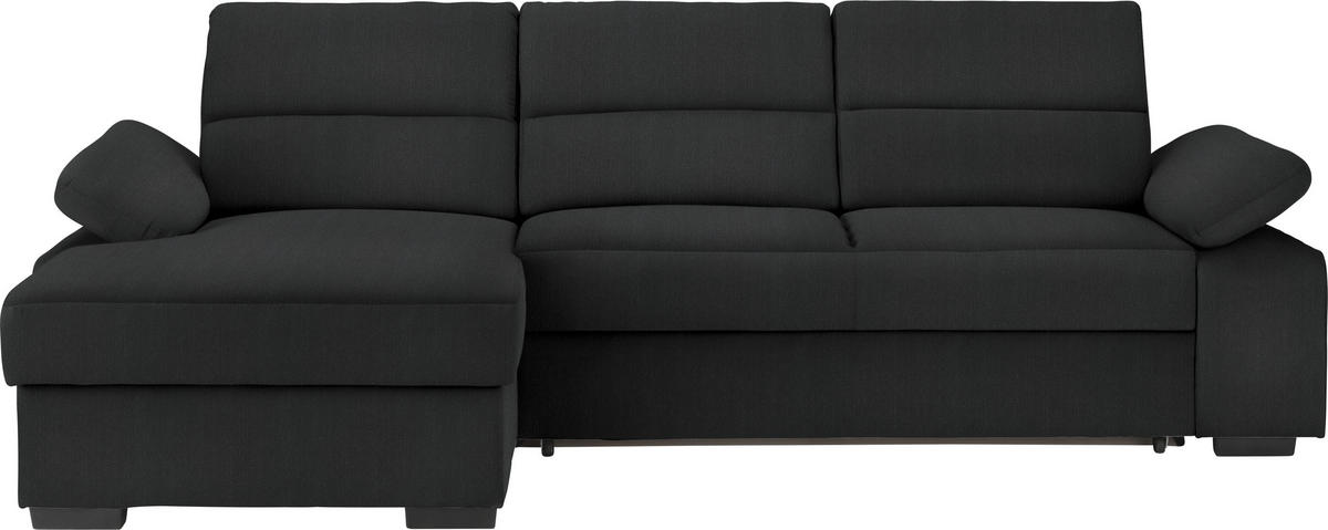 ECKSOFA Schwarz Webstoff  - Dunkelbraun/Schwarz, KONVENTIONELL, Kunststoff/Textil (166/258cm) - Cantus