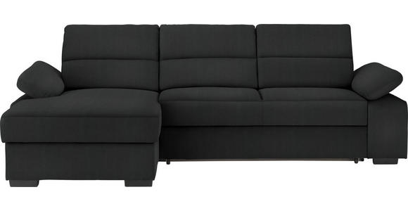 ECKSOFA Schwarz Webstoff  - Dunkelbraun/Schwarz, KONVENTIONELL, Kunststoff/Textil (166/258cm) - Cantus