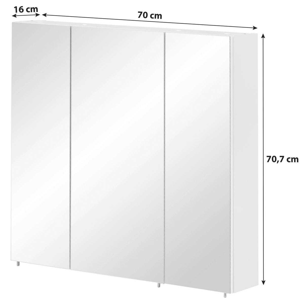 SPIEGELSCHRANK 70/70,7/15,6 cm  - Weiß/Nickelfarben, MODERN, Glas/Holzwerkstoff (70/70,7/15,6cm) - MID.YOU