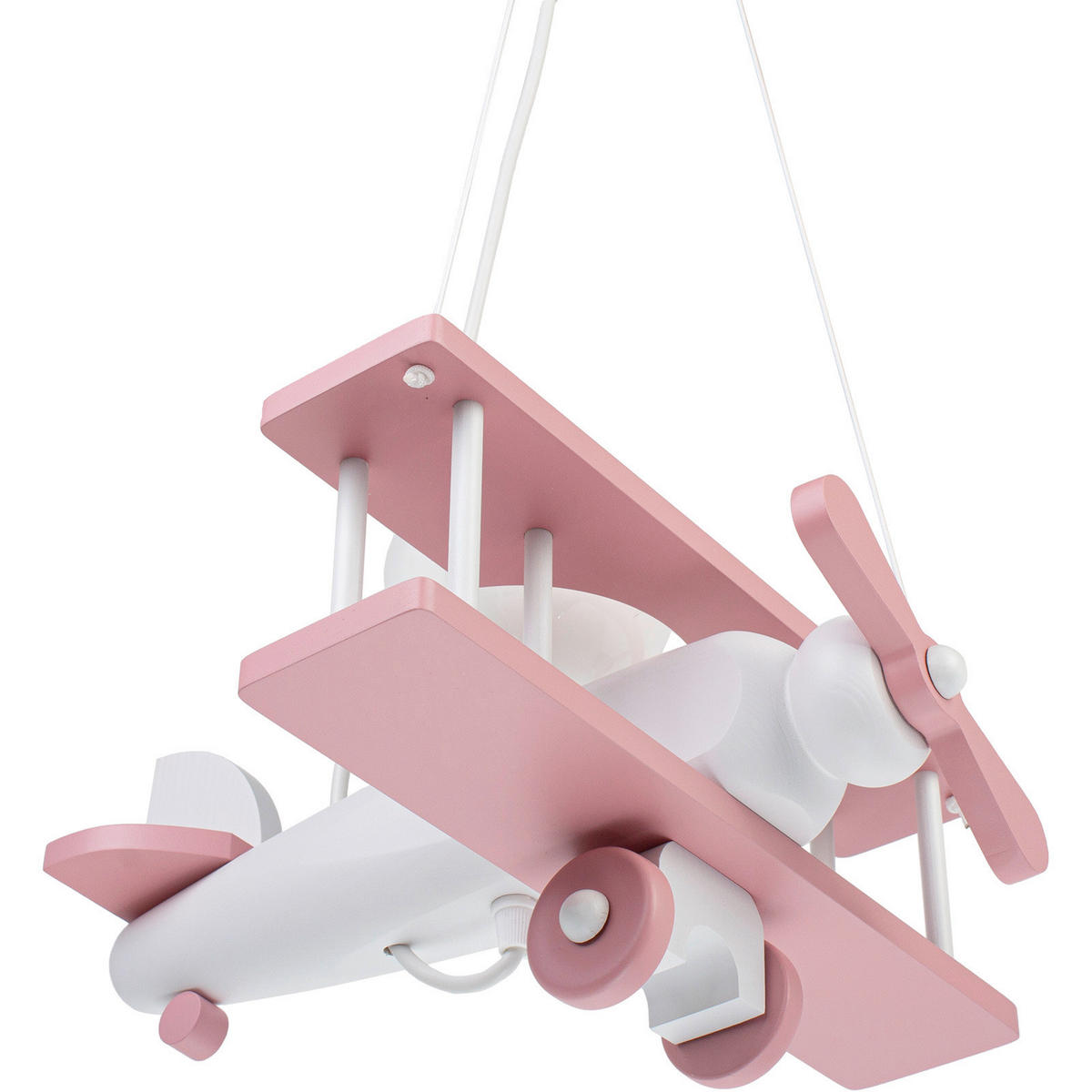 KINDERHÄNGELEUCHTE  42/45/75 cm    - Rosa/Weiß, KONVENTIONELL, Holz (42/45/75cm)