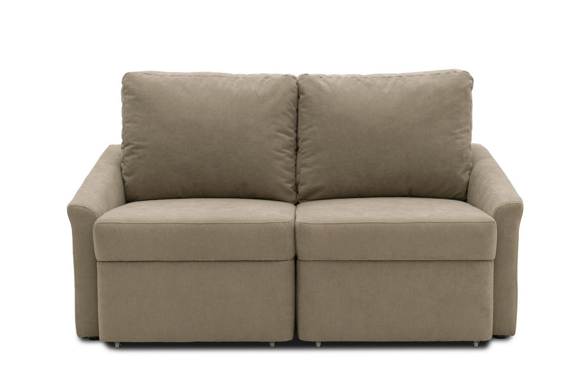 SCHLAFSOFA Mikrofaser Beige  - Beige/Schwarz, Basics, Kunststoff/Textil (168/86/96cm) - MID.YOU
