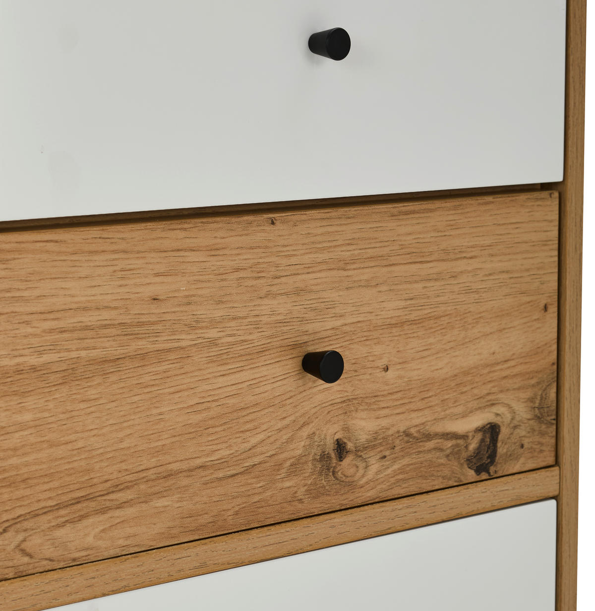 KOMMODE  in 40/80/40 cm  - Eichefarben/Schwarz, Design, Holzwerkstoff/Metall (40/80/40cm) - Carryhome