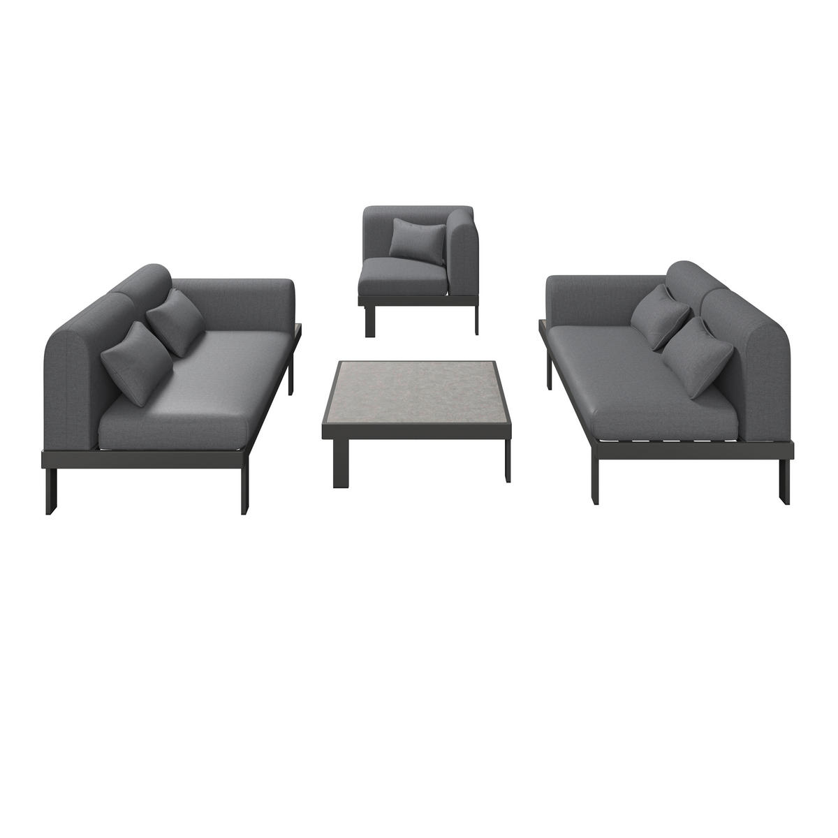 LOUNGEGARNITUR  - Anthrazit/Grau, Modern, Glas/Textil (273/273cm) - Ambia Garden