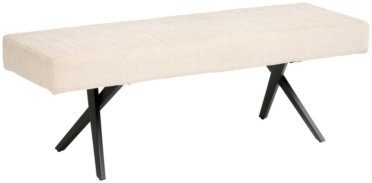 SITZBANK Metall, Textil Beige  - Beige/Schwarz, Konventionell, Textil/Metall (140/49/47cm) - MID.YOU