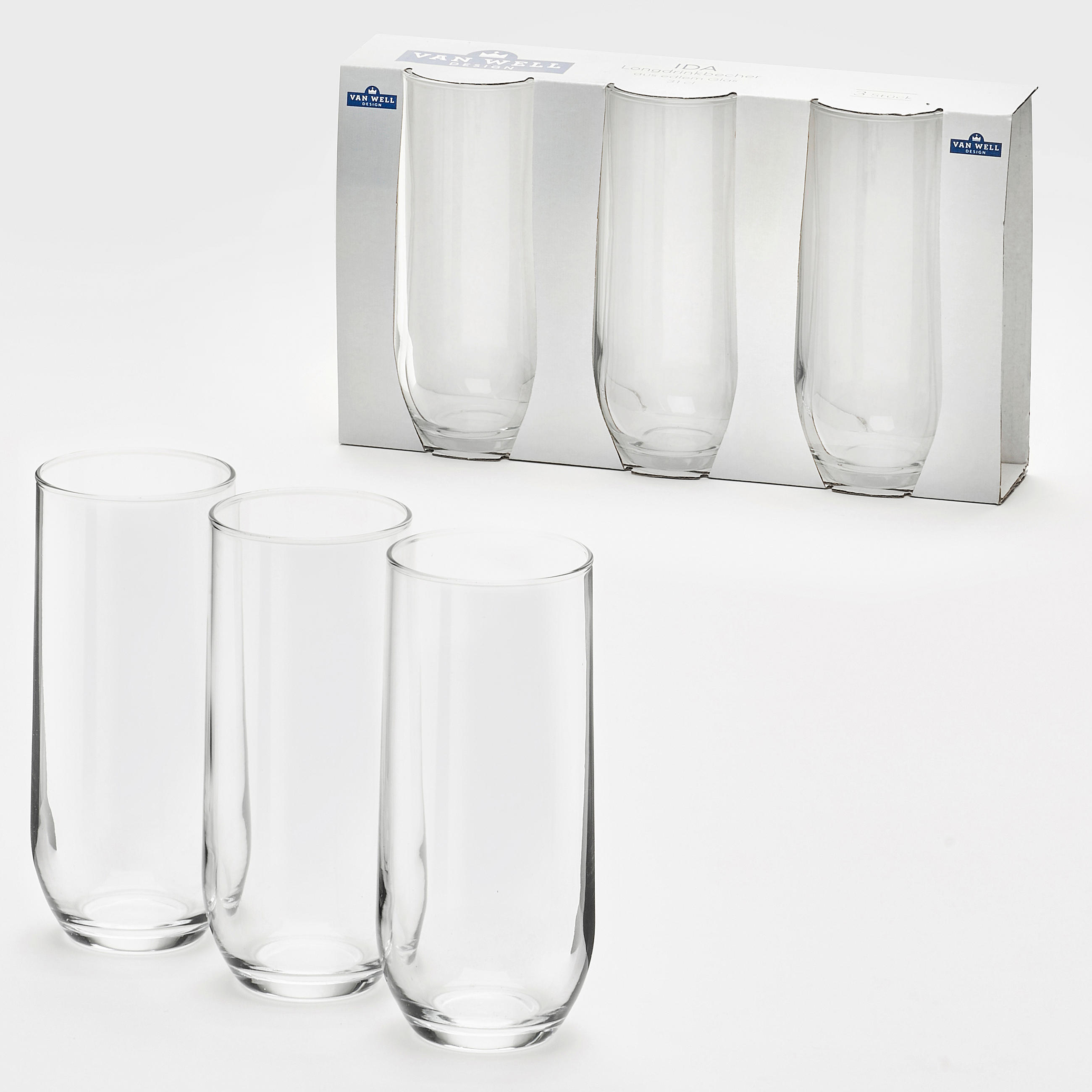 SET ČAŠA  3-dijelni   Ida  - prozirno, Basics, staklo (25/14,7/6,1cm) - Van Well