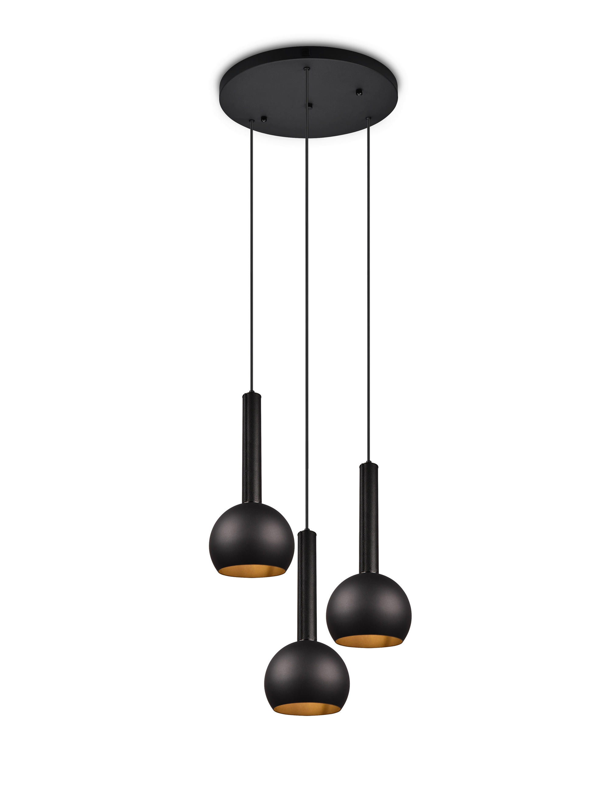 HÄNGELEUCHTE Ciliana 52/200 cm  - Schwarz, Design, Leder/Metall (52/200cm) - Trio Leuchten
