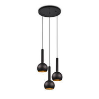HÄNGELEUCHTE Ciliana 52/200 cm  - Schwarz, Design, Leder/Metall (52/200cm) - Trio Leuchten