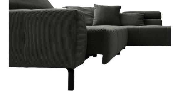 ECKSOFA Olivgrün Feincord  - Schwarz/Olivgrün, KONVENTIONELL, Textil/Metall (311/219cm) - Hom`in