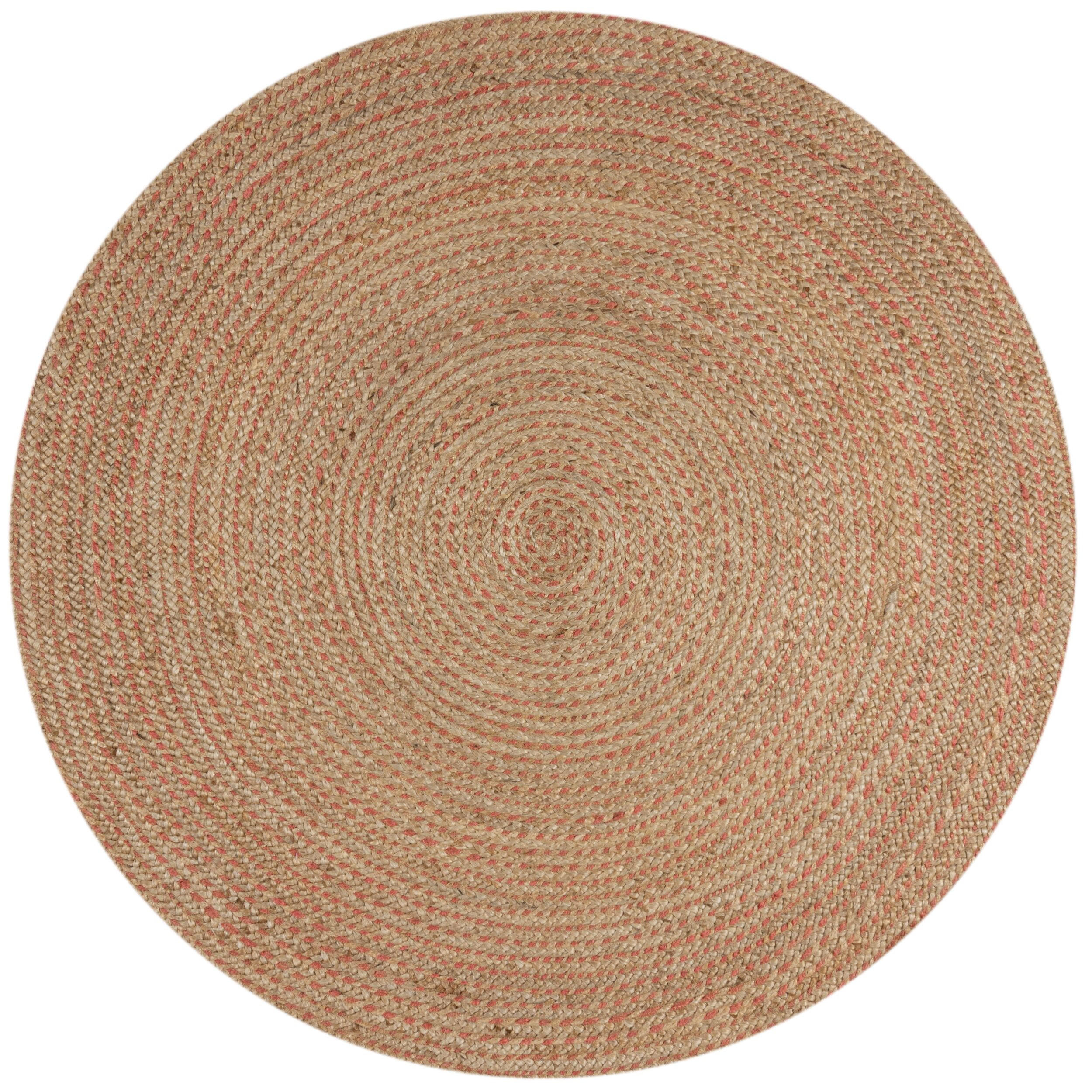 TEPPICH Jute in Naturtönen, handgewebt EDEN, Braun-Rosa 180x180 cm - Braun/Rosa, Naturmaterialien (180/180cm) - KADIMA DESIGN