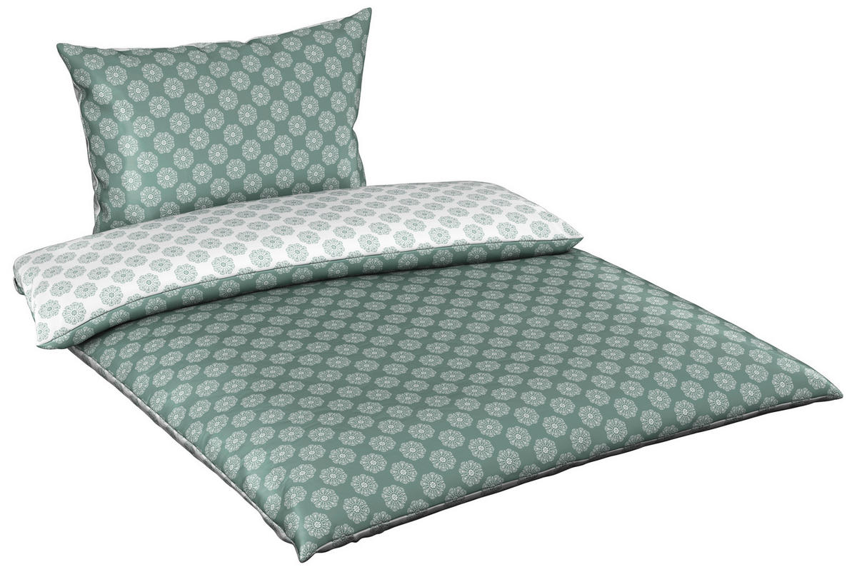 OBOJESTRANSKA POSTELJNINA WYCOM 140/220 cm saten zelena  - zelena, Konvencionalno, tekstil (140/220cm) - Esposa