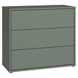 KOMMODE , 95/83/42 cm, 3 Schublade(n)  - Salbeigrün/Silberfarben, Trend, Holzwerkstoff/Kunststoff (95/83/42cm) - Carryhome
