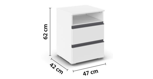 NACHTKÄSTCHEN 47/62/42 cm  in Weiß  - Alufarben/Weiß, Trend, Holzwerkstoff/Kunststoff (47/62/42cm) - Xora