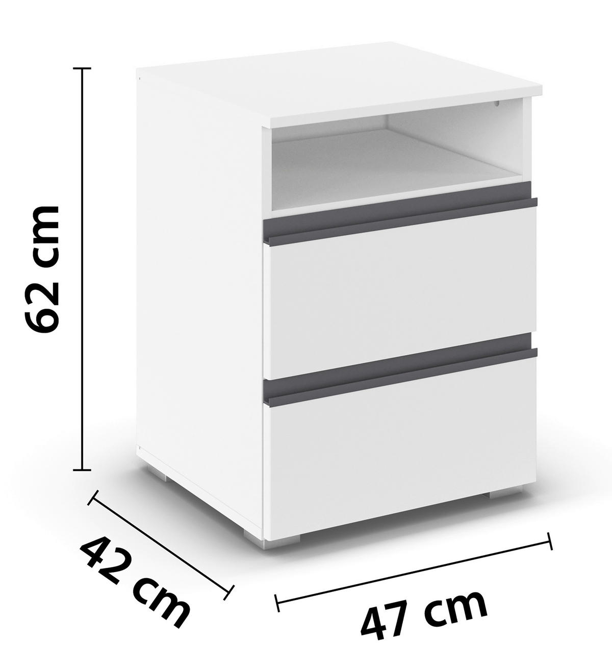 NOČNA OMARICA, bela  - siva/bela, Trend, umetna masa/leseni material (47/62/42cm) - Xora