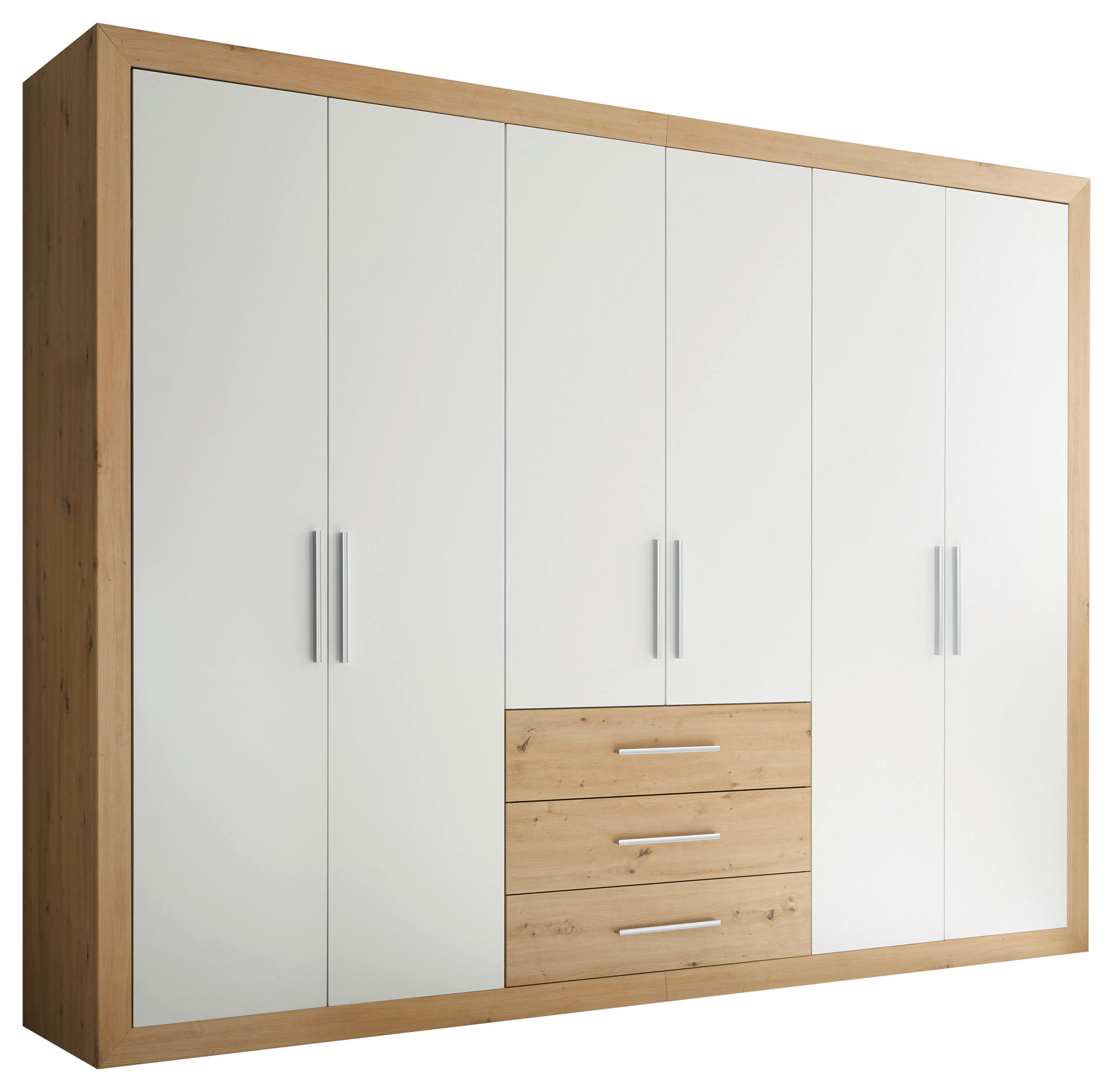 Drehtürenschrank+ Schubladen B 289cm Fernando, Eichef./Weiß