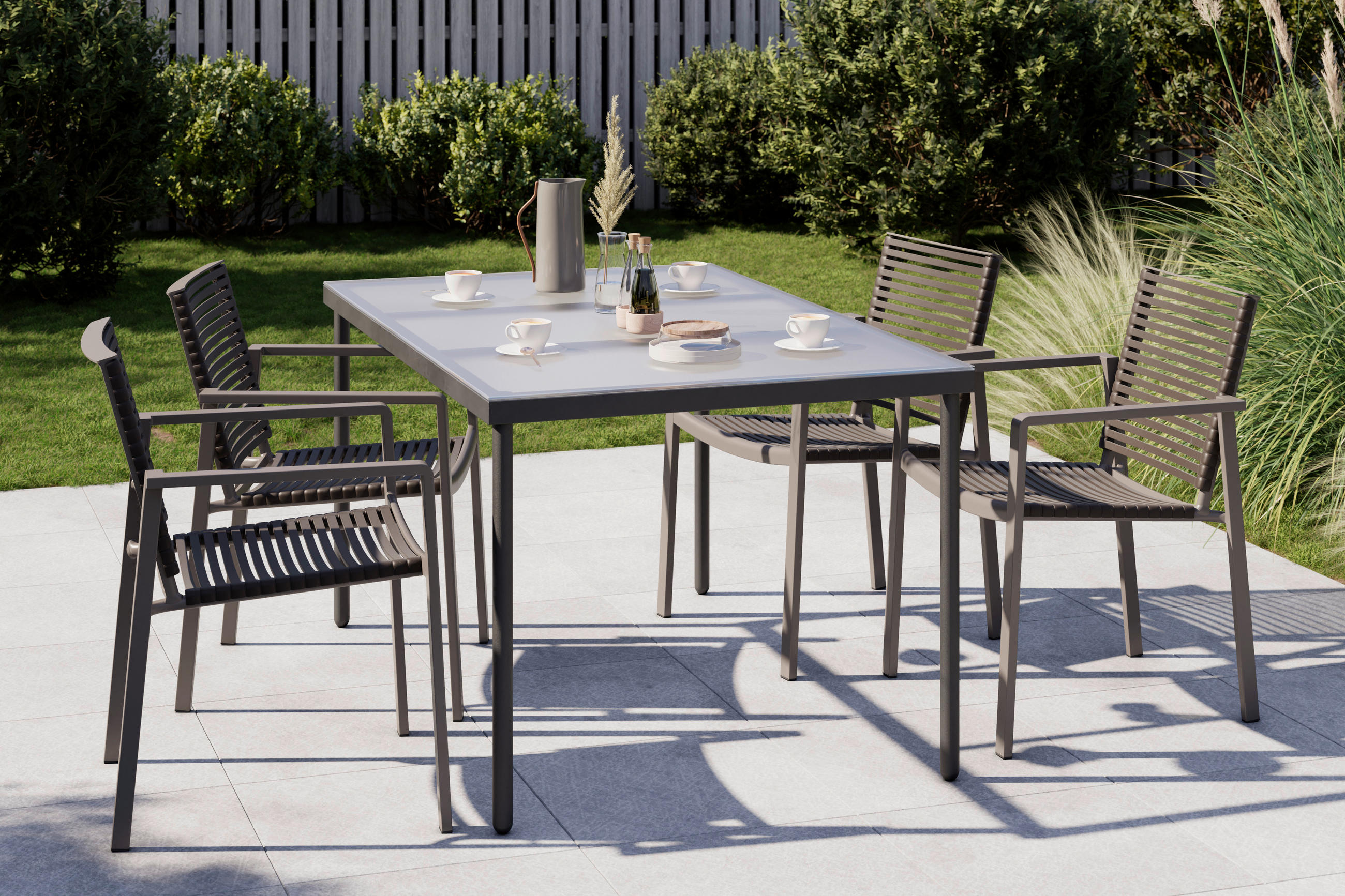 GARTENSTUHL Aluminium Anthrazit  - Anthrazit, MODERN, Kunststoff/Metall (56,5/85/62,5cm) - Ambia Garden