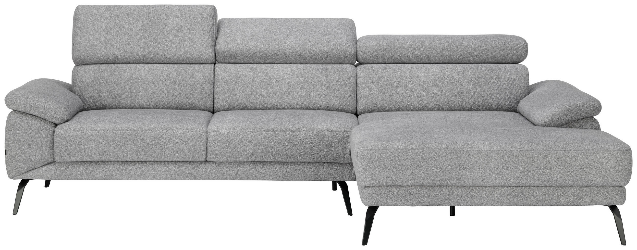 ECKSOFA Grau Velours  - Schwarz/Grau, Design, Textil/Metall (295/187cm) - Novel