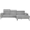 ECKSOFA Grau Velours  - Schwarz/Grau, Design, Textil/Metall (295/187cm) - Novel