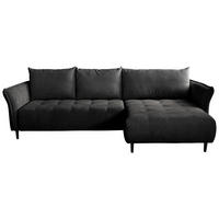 ECKSOFA MONTE CARLO Schwarz Struktur, Plüsch  - Schwarz, Trend, Textil (290/160cm) - MID.YOU