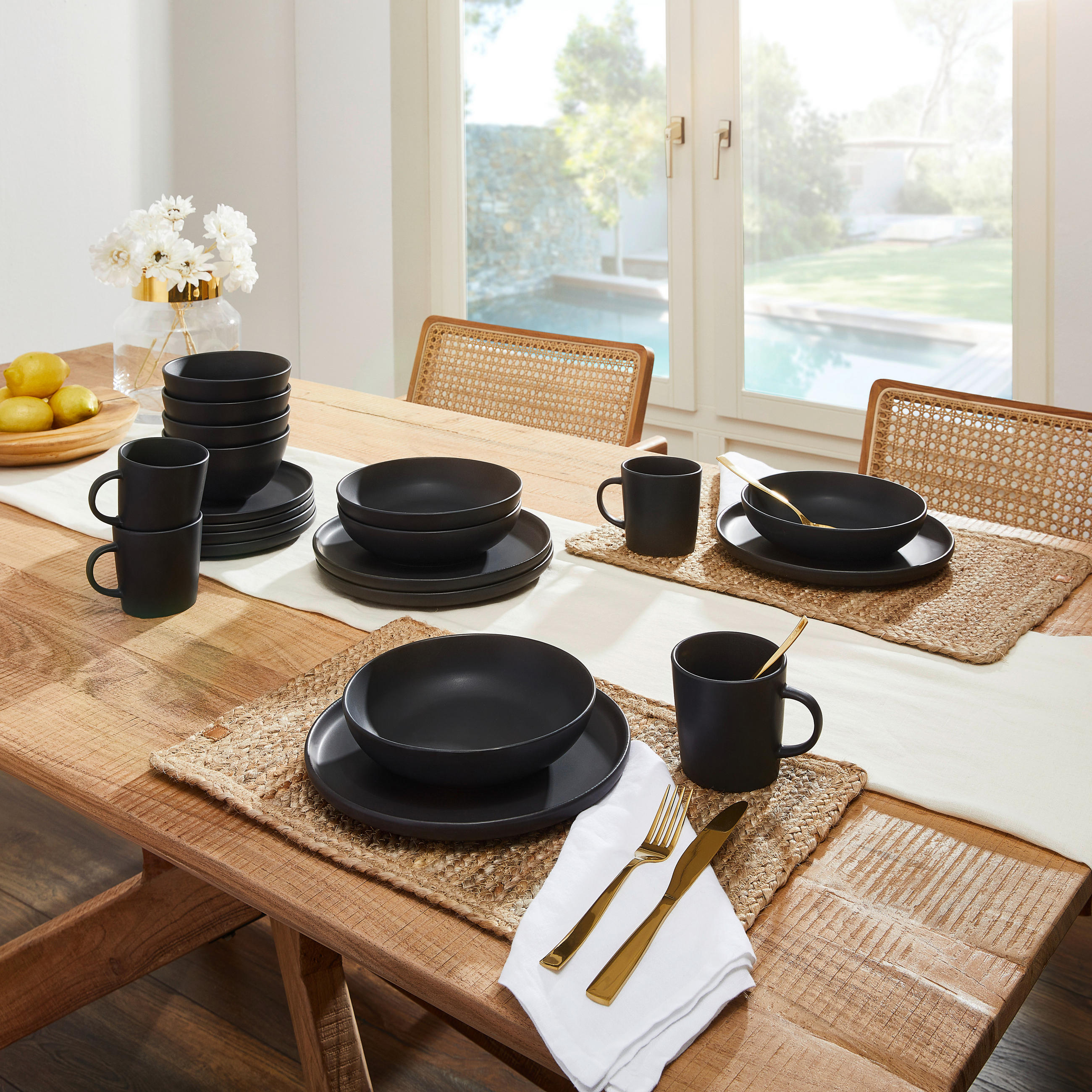KOMBISERVICE Schwarz 20-teilig 4 Personen  - Schwarz, Trend, Keramik - Novel