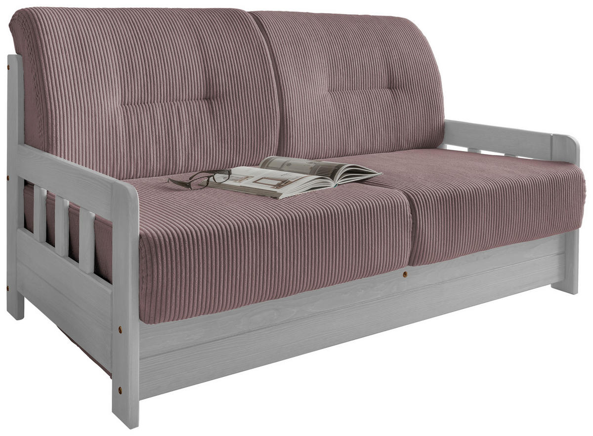 SCHLAFSOFA in Textil Rosa  - Weiss/Rosa, Modern, Holz/Textil (154/88/90cm) - Livetastic