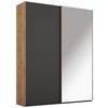 ARMOIRE À PORTES COULISSANTES in Graphitfarben, Eichefarben  - Eichefarben/Graphitfarben, Trend, Glas/Holzwerkstoff (151/223/68cm) - Stylife