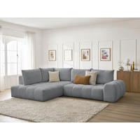 ECKSCHLAFSOFA EVEREST  mit Rücken echt, Armteil links, Armteil rechts Flachgewebe Dunkelgrau  - Dunkelgrau/Schwarz, MODERN, Kunststoff/Textil (320/212cm)