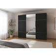 SCHWEBETÜRENSCHRANK 301/223/68 cm 3-türig Schwarz  - Chromfarben/Schwarz, KONVENTIONELL, Glas/Holzwerkstoff (301/223/68cm) - Novel