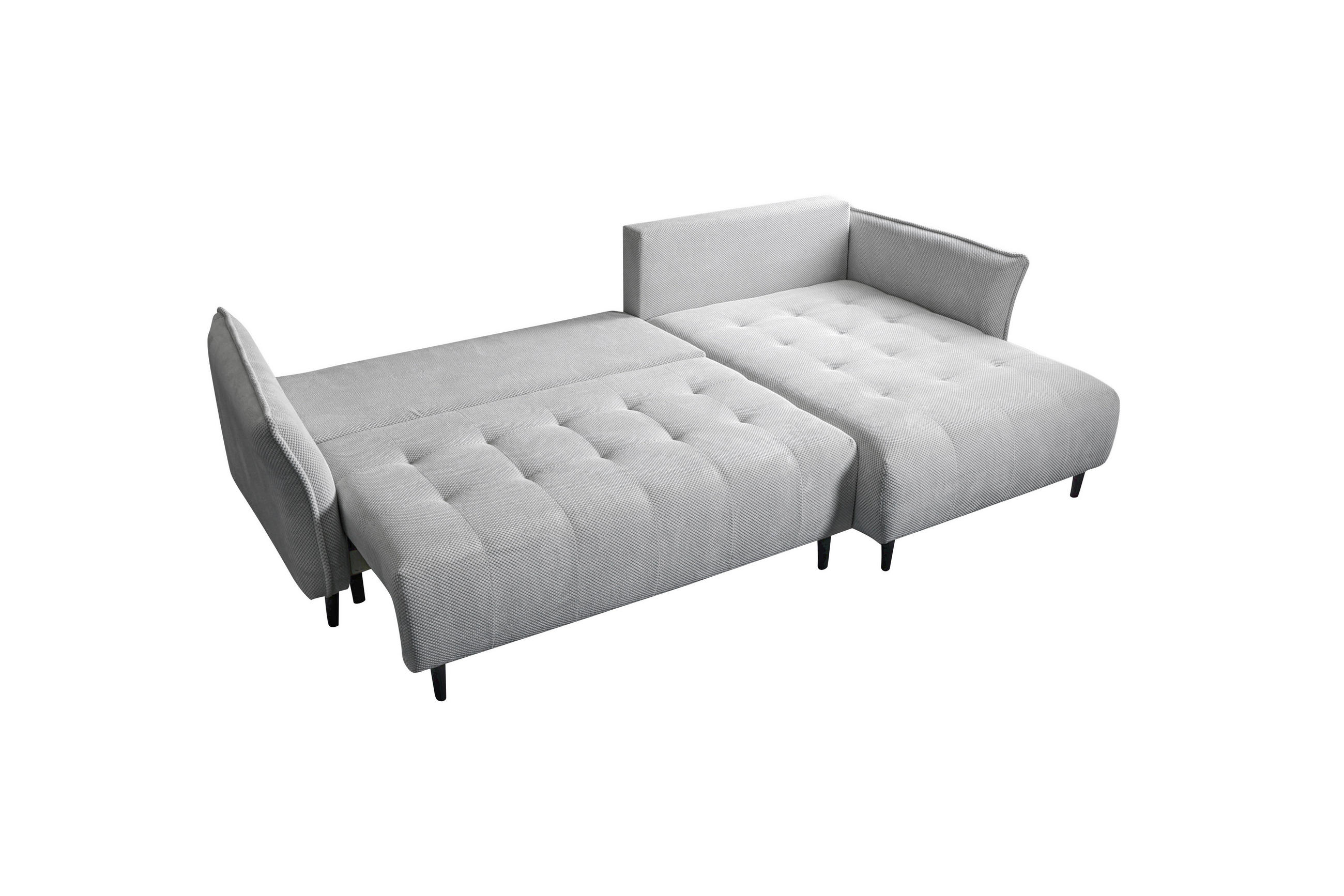 ECKSOFA MONTE CARLO Hellgrau Struktur, Plüsch  - Hellgrau/Schwarz, Trend, Textil (290/160cm) - MID.YOU