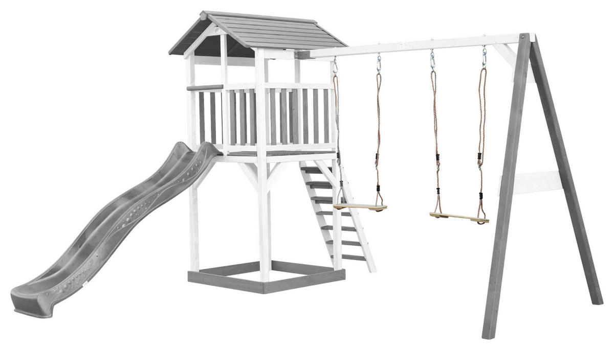 SPIELTURM 356,6/241,9/349 cm  - Weiß/Grau, KONVENTIONELL, Holz/Kunststoff (356,6/241,9/349cm) - Ambia Garden