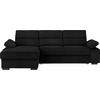 ECKSOFA in Flachgewebe Schwarz  - Dunkelbraun/Schwarz, Konventionell, Kunststoff/Textil (166/258cm) - Cantus