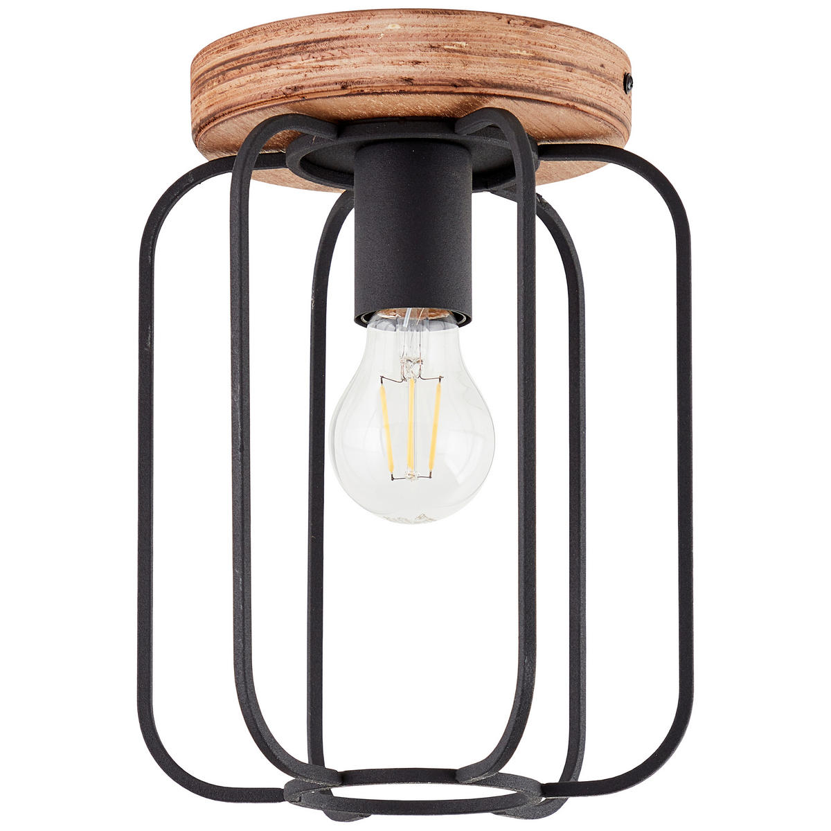 DECKENLEUCHTE Tosh 20/27 cm   - Schwarz/Braun, Design, Holz/Metall (20/27cm) - Brilliant