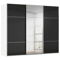 SCHWEBETÜRENSCHRANK 301/223/68 cm 3-türig Schwarz, Weiß  - Chromfarben/Schwarz, KONVENTIONELL, Glas/Holzwerkstoff (301/223/68cm) - Novel