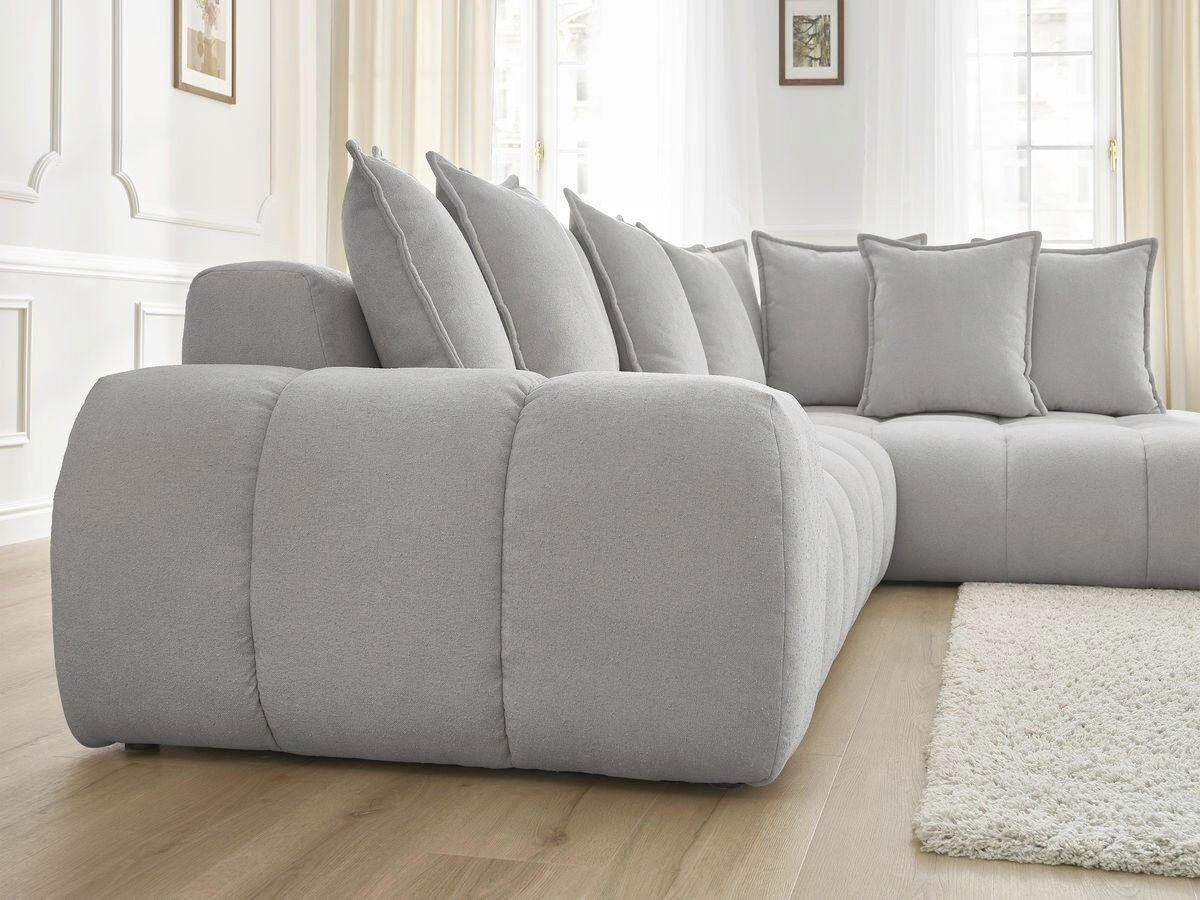 ECKSOFA Ottomane rechts  EVEREST Hellgrau Struktur  - Hellgrau/Schwarz, MODERN, Kunststoff/Textil (352/210cm)