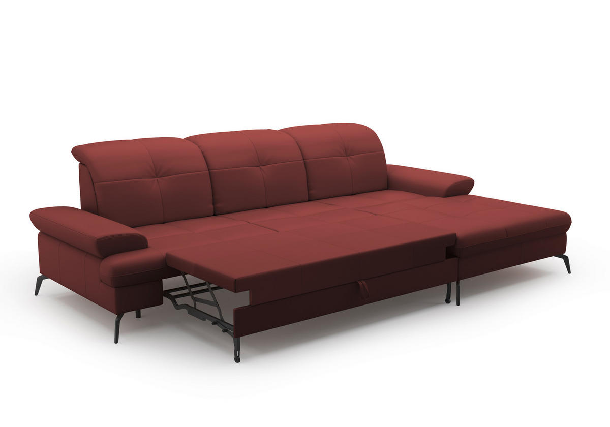 ECKSOFA in Echtleder Rotbraun  - Rotbraun/Schwarz, Konventionell, Leder/Metall (279/185cm) - Sit & More