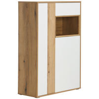 VITRINE in Weiß, Eichefarben  - Eichefarben/Schwarz, Design, Glas/Holzwerkstoff (95/137/40cm) - Ti'me
