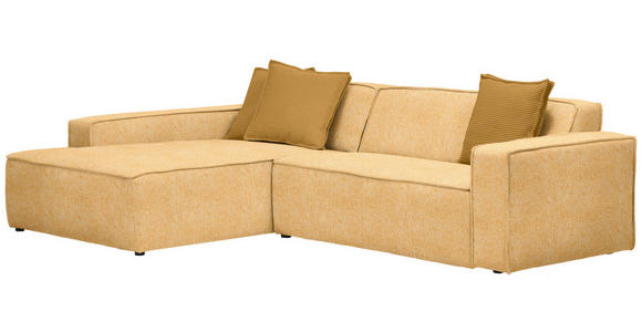 ECKSOFA in Chenille Currygelb  - Currygelb/Schwarz, KONVENTIONELL, Kunststoff/Textil (188/280cm) - Carryhome